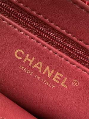 Cha.nel Mini Shopping Bag Kelly Bag Velvet Gold-Tone Metal Red AS4416