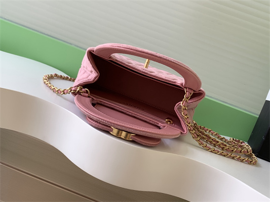 Cha.nel Mini Shopping Bag Kelly Bag Velvet Gold-Tone Metal Pink AS4416