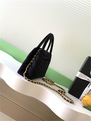 Cha.nel Mini Shopping Bag Kelly Bag Velvet Gold-Tone Metal Black AS4416