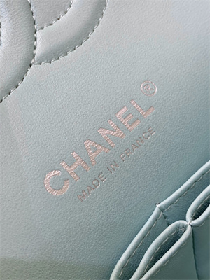 Ch*el medium classic flap bag grained calfskin silver tone metal mint 01112 top