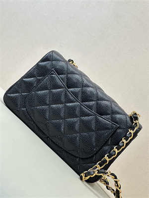 Ch*el mini classic flap bag grained calfskin gold tone metal black color 01116 top