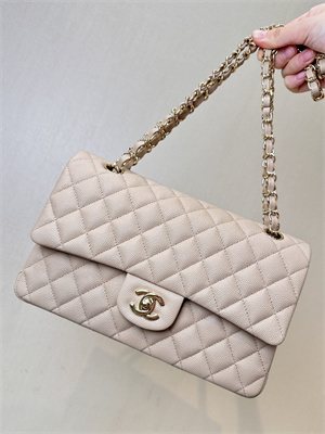 Ch*el medium classic flap bag grained calfskin gold tone metal chai 01112 top