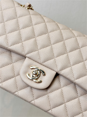 Ch*el medium classic flap bag grained calfskin gold tone metal chai 01112 top