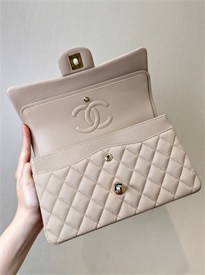 Ch*el medium classic flap bag grained calfskin gold tone metal chai 01112 top