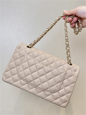 Ch*el medium classic flap bag grained calfskin gold tone metal chai 01112 top