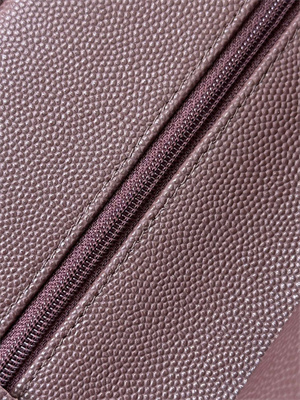 Ch*el small classic flap bag grained calfskin gold tone metal chocolate 01117 top