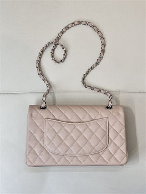 Ch*el medium classic flap bag grained calfskin silver tone metal chai 01112 top