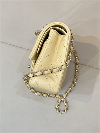 Ch*el medium classic flap bag lambskin gold tone metal yellow 01112 top