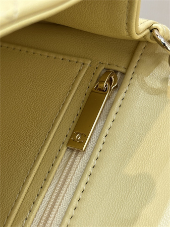 Ch*el mini classic flap bag lambskin gold tone metal yellow color 01116 top