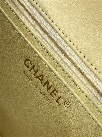 Ch*el mini classic flap bag lambskin gold tone metal yellow color 01116 top