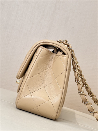 Ch*el mini classic flap bag lambskin gold tone metal beige color 01116 top