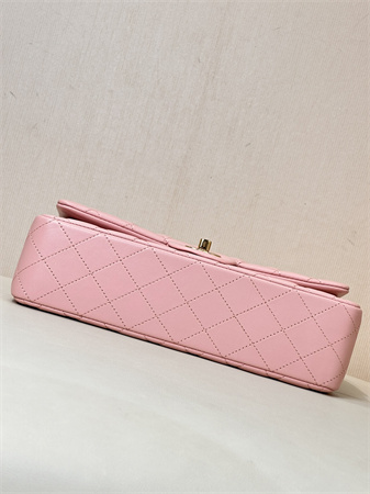 Ch*el medium classic flap bag lambskin gold tone metal sakura pink 01112 top