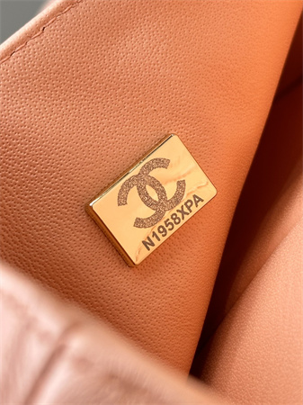 Ch*el small classic flap bag lambskin gold tone metal orange 01117 top