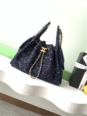 Ch*el 25 small handbag tweed gold tone metal navy as5293