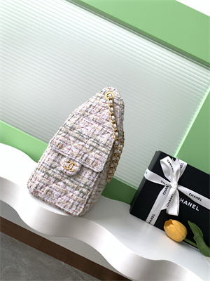 Ch*el 25 small handbag tweed gold tone metal white as5293