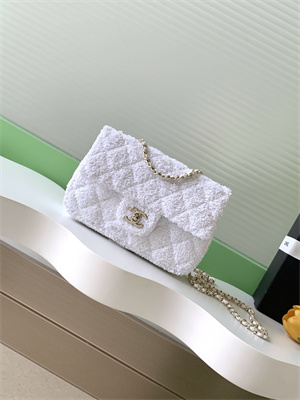 Ch*el mini flap bag sequins & gold-tone metal white as4298