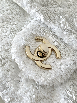 Ch*el mini flap bag sequins & gold-tone metal white as4298