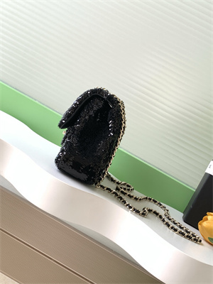 Ch*el mini flap bag sequins & gold-tone metal black as4298