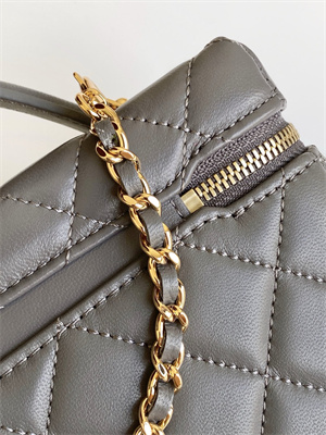 Ch*el vanity with chain shinny lambskin , strass & gold-tone metal dk grey ap4804