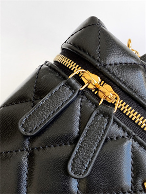 Ch*el vanity with chain shinny lambskin , strass & gold-tone metal black ap4804