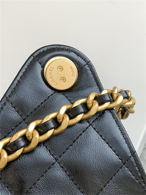Ch*el 25 medium handbag shinny smooth calfskin gold tone metal black as5311