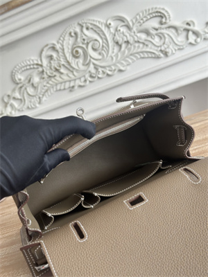 H**mes jypsiere togo leather silver tone metal etoupe color hs