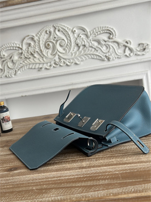 H**mes jypsiere togo leather silver tone metal blue jean color hs