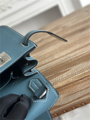 H**mes jypsiere togo leather silver tone metal blue jean color hs