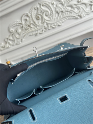 H**mes jypsiere togo leather silver tone metal blue jean color hs