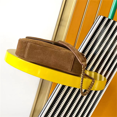 Y.S.L LOULOU Mini in MATELASSÉ Suede Gold Tone Metal Brown Color