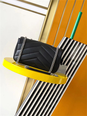 Y.S.L LOULOU Small in MATELASSÉ lambskin Silver Tone Metal Black Color