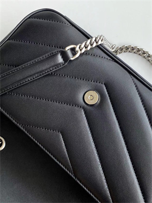 Y.S.L LOULOU Small in MATELASSÉ lambskin Silver Tone Metal Black Color