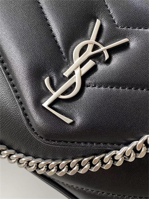 Y.S.L LOULOU Mini in MATELASSÉ lambskin Silver Tone Metal Black Color