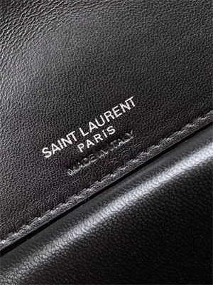 Y.S.L LOULOU Mini in MATELASSÉ lambskin Silver Tone Metal Black Color