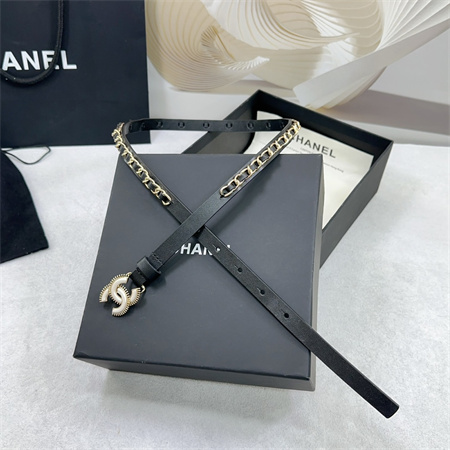 Ch*el belts in lambskin 15mm in black /white