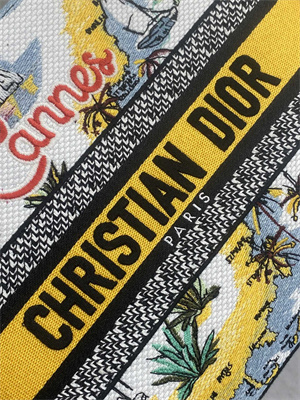 CD Medium Lady D-Lite Bag  Embroidery White/Yellow Multicolors