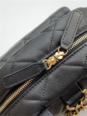 Ch*el backpack grained calfskin gold tone metal black as5793