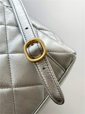 Ch*el backpack calfskin gold tone metal silver as5793