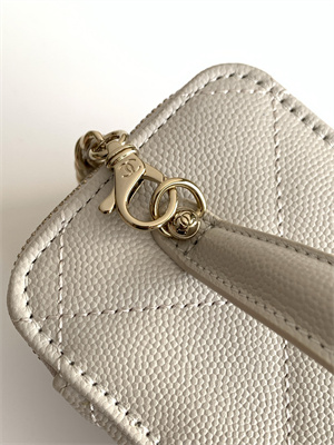 Ch*el long vanity with chain grained calfskin & gold-tone metal white ap4933