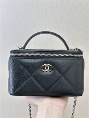 Ch*el long vanity with chain grained calfskin & gold-tone metal black ap4933 top