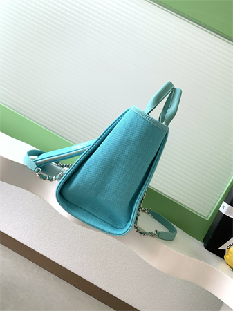 Ch*el deauville small shopping bag mixed fibers gold tone metal as3257