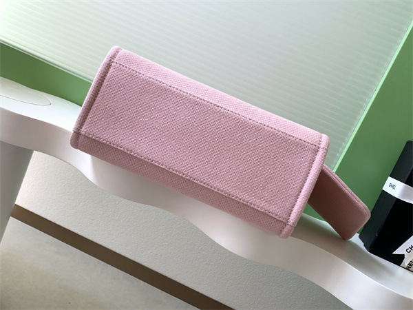 Ch*el deauville small shopping bag mixed fibers gold tone metal pink as3257