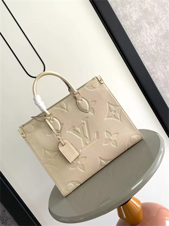 L.V ONTHEGO MM Monogram Empreinte Leather Cream color M46531