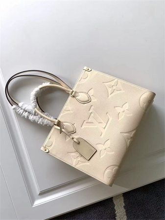 L.V ONTHEGO MM Monogram Empreinte Leather Cream color M46531