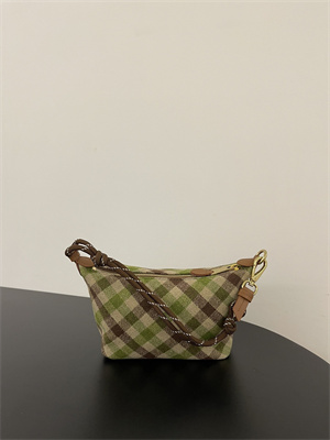 M*um*u plaid wool pouch camel/green