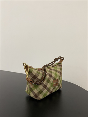 M*um*u plaid wool pouch camel/green