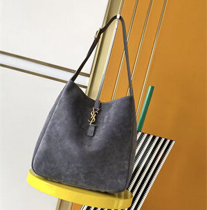 y.s.l le 5 a 7 S*pple large hobo bag in grey suede leather