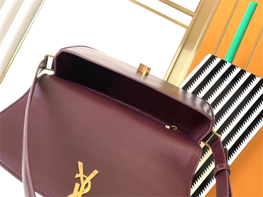 y.s.l solferino medium in box Sa**t Lau*nt rouge cabernet color